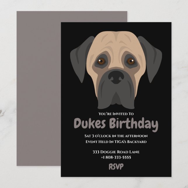 Invitación Fiesta de cumpleaños de cachorro lindo (Anverso / Reverso)