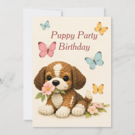 Invitación Fiesta de Cumpleaños de Cachorro Mariposa Floral