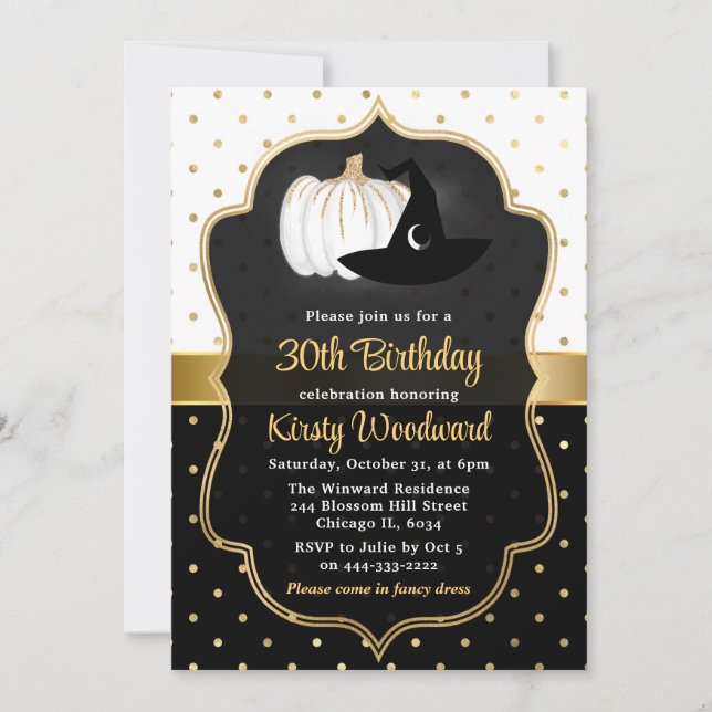 Invitación Fiesta de cumpleaños de calabaza de Halloween y so (Anverso)