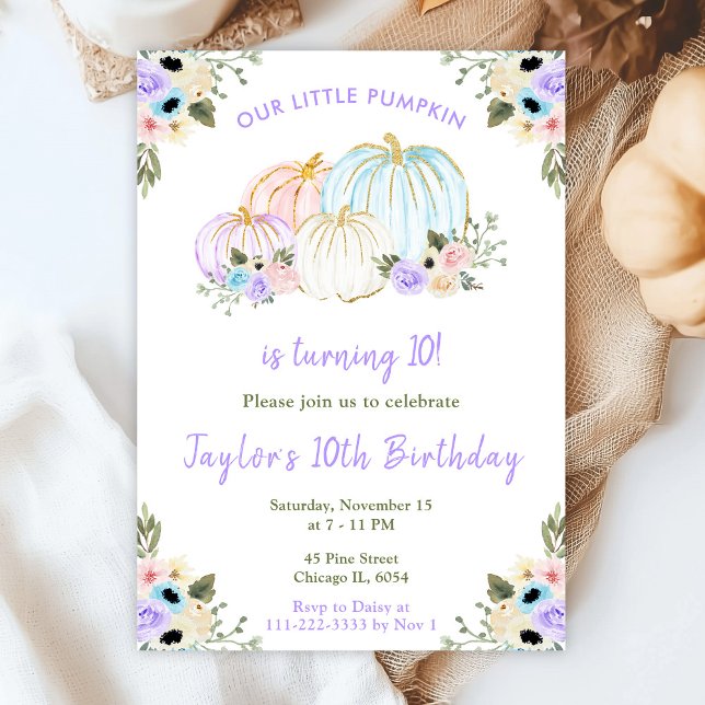 Invitación Fiesta de cumpleaños de calabazas pastel lindas (Subido por el creador)