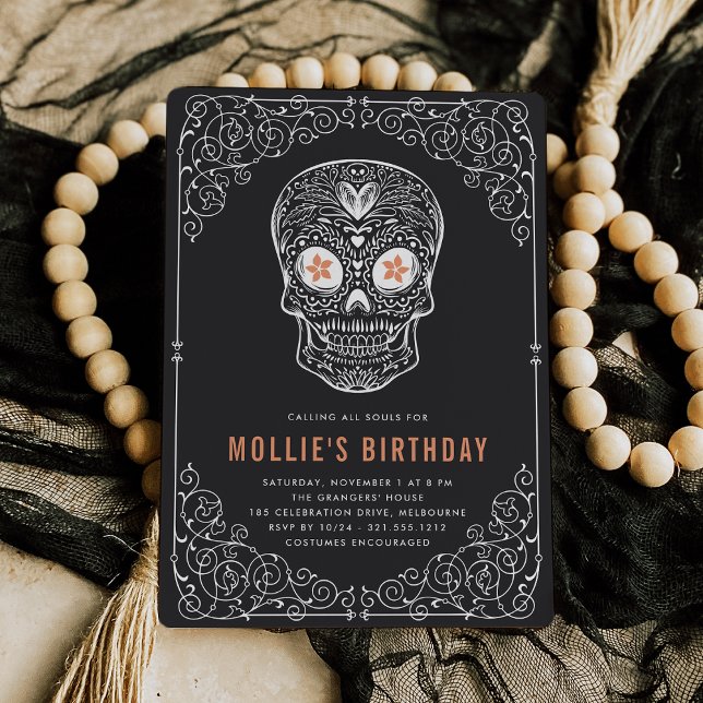 Invitación Fiesta de cumpleaños de Calavera Skull Dia de los  (Subido por el creador)