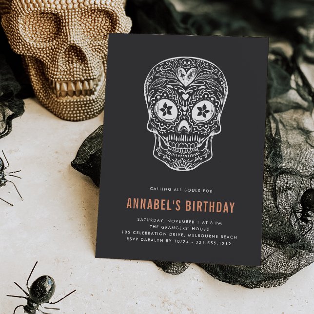 Invitación Fiesta de cumpleaños de Calavera Skull Dia de los  (Subido por el creador)