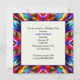 Invitación Fiesta de Cumpleaños de Caleidoscopio de Neón