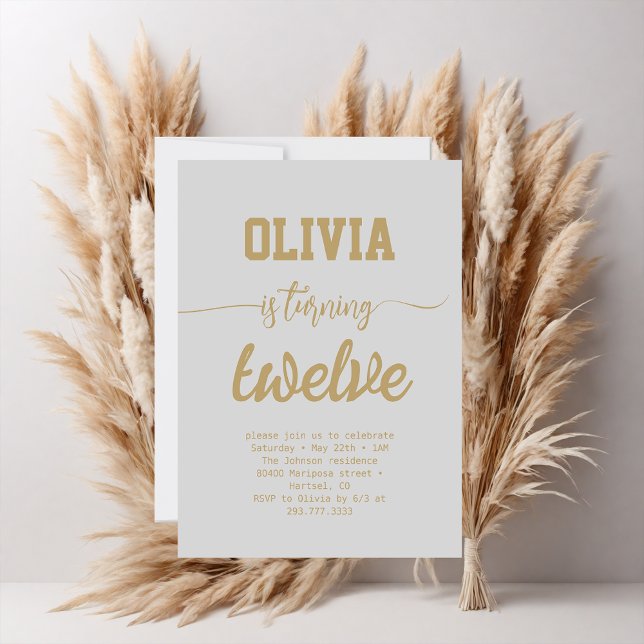 Invitación Fiesta de cumpleaños de caligrafía de Relieve meta (Subido por el creador)