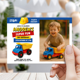 Invitación Fiesta de Cumpleaños de Camión de Construcción