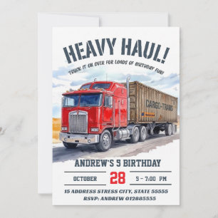 Invitación Fiesta de Cumpleaños de Camión Grande Moderno Pers