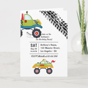 Invitación Fiesta de cumpleaños de camión monstruo