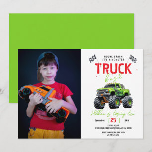 Invitación Fiesta de Cumpleaños de Camión Monstruo para Niños