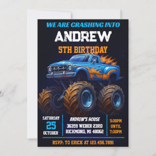 Invitación Fiesta de Cumpleaños de Camión Monstruo Personal p