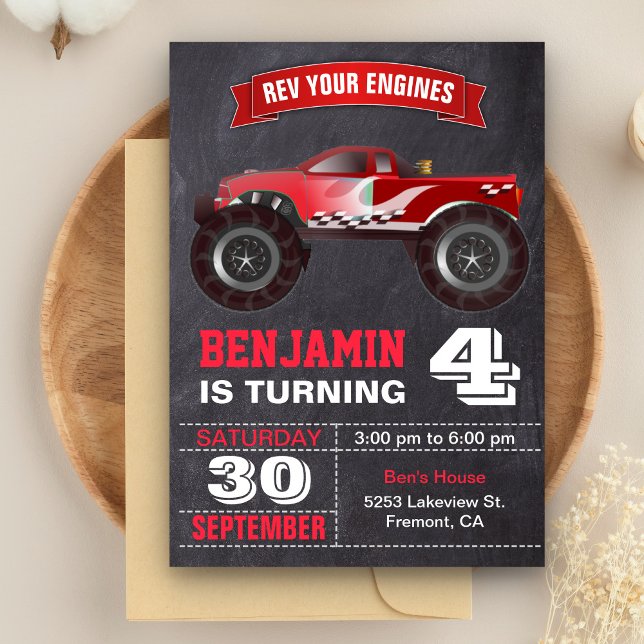 Invitación Fiesta de cumpleaños de Camión Rojo (Subido por el creador)