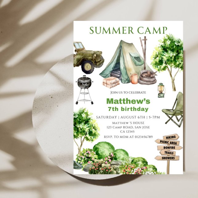 Invitación Fiesta de Cumpleaños de Campamento de Verano para  (Subido por el creador)