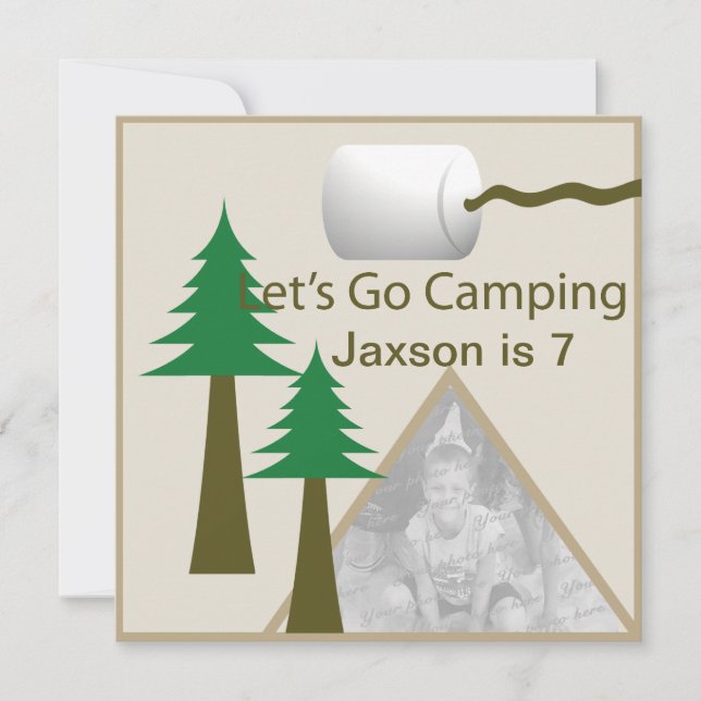 Invitación Fiesta de cumpleaños de Camping (Anverso)