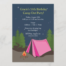 Invitación Fiesta de cumpleaños de Camping | Chica