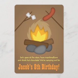 Invitación Fiesta de Cumpleaños de Camping con Hoguera