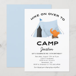 Invitación Fiesta de cumpleaños de Camping de Tiendas Azules