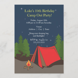 Invitación Fiesta de cumpleaños de camping| Niño