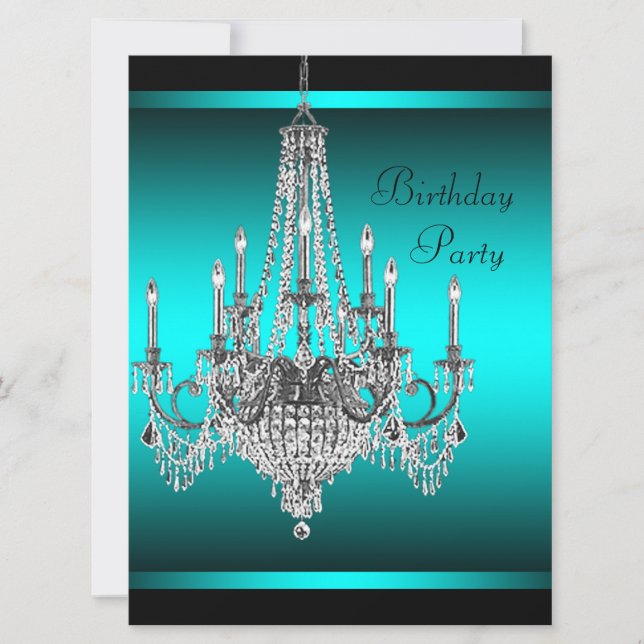 Invitación Fiesta de cumpleaños de candelabro azul turquesa n (Anverso)
