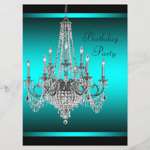 Invitación Fiesta de cumpleaños de candelabro azul turquesa n