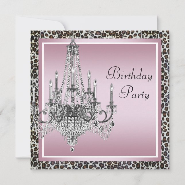 Invitación Fiesta de cumpleaños de candelabro de leopardo neg (Anverso)