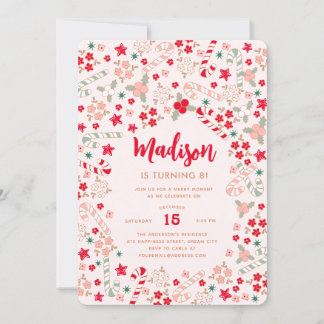 Invitación Fiesta de cumpleaños de Candy Cane Navidades