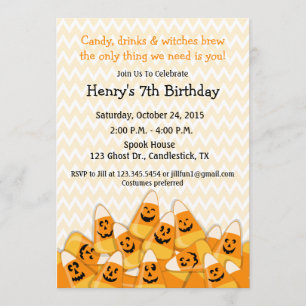 Invitación Fiesta de cumpleaños de Candy Corn Halloween