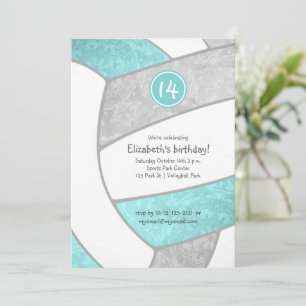 Invitación fiesta de cumpleaños de cangrejos de voleibol gris