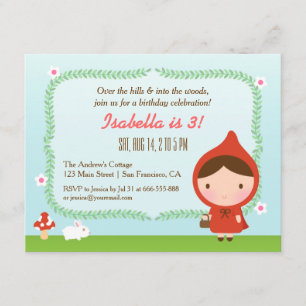 Invitación Fiesta de Cumpleaños de Caperucita Roja Niña Linda