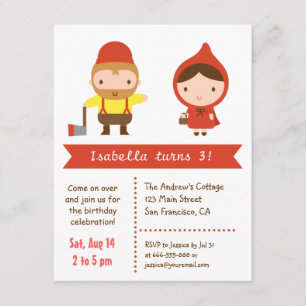 Invitación Fiesta de Cumpleaños de Caperucita Roja para Niños