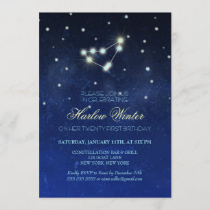 Invitación Fiesta de cumpleaños de Capricorn Constellation