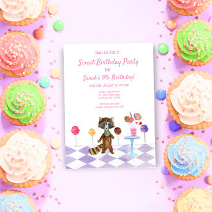 Invitación Fiesta de Cumpleaños de Caramelo con Acuarela