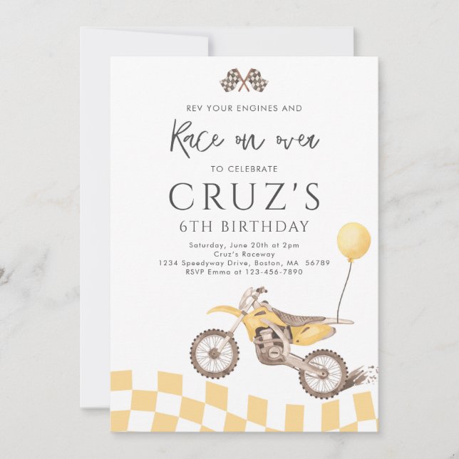 Invitación Fiesta de cumpleaños de carreras de motocross en b (Anverso)