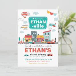 Invitación Fiesta de cumpleaños de Cars & Trucks City Transpo