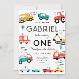 Invitación Fiesta de cumpleaños de Cars & Trucks City Transpo