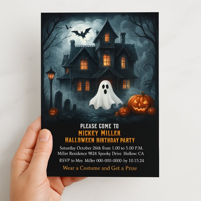 Invitación Fiesta de Cumpleaños de Casa Embrujada de Hallowee (Subido por el creador)