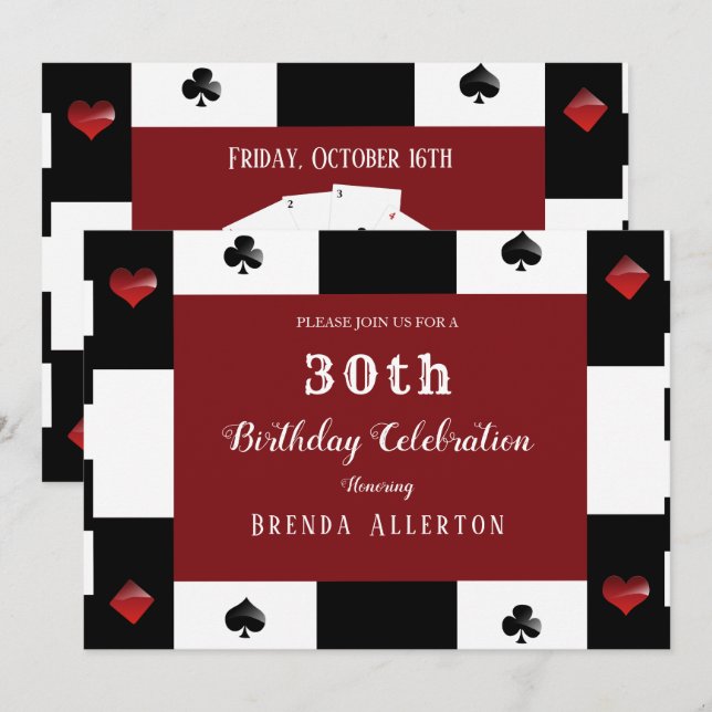 Invitación Fiesta de cumpleaños de Casino Night Las Vegas (Anverso / Reverso)
