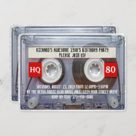 Invitación Fiesta de cumpleaños de Cassette Mixtape de los añ