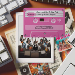 Invitación Fiesta de cumpleaños de Cassette Retro Hot-Pink