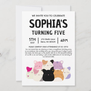 Invitación Fiesta de cumpleaños de Cat Squishmallow