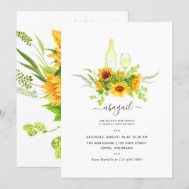 Invitación Fiesta de Cumpleaños de Cata de Vino de Girasol