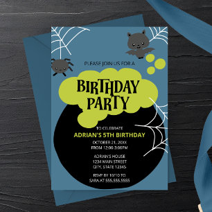 Invitación Fiesta de cumpleaños de Cauldron Halloween, mujer 