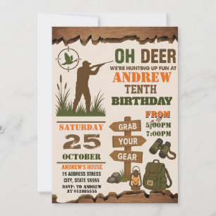 Invitación Fiesta de cumpleaños de caza con camuflaje persona