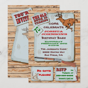 Invitación Fiesta de Cumpleaños de Caza de Ciervo Viejo Rústi