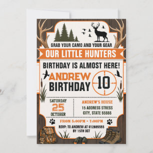 Invitación Fiesta de cumpleaños de caza personalizada