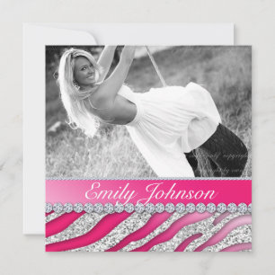 Invitación Fiesta de Cumpleaños de Cebra Joyas de Purpurina R