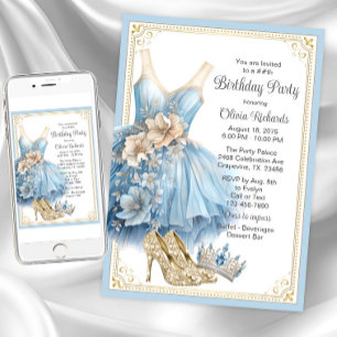 Invitación Fiesta de cumpleaños de Cenicienta elegante