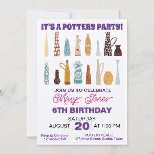 Invitación Fiesta de Cumpleaños de Cerámica