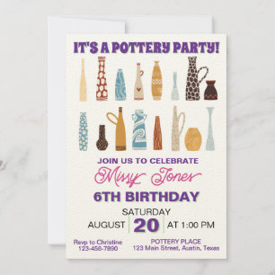 Invitación Fiesta de Cumpleaños de Cerámica