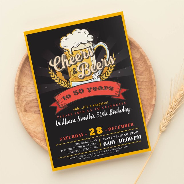 Invitación Fiesta de cumpleaños de cerveza de sorpresa (Subido por el creador)