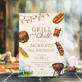 Invitación Fiesta de cumpleaños de cerveza Grill and Chill Ba