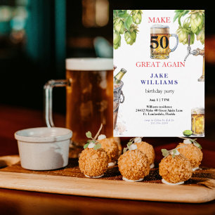 Invitación Fiesta de Cumpleaños de Cerveza Haz 50 Grande de N